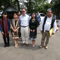 Charles Grover with students receiving the Grover Scholarship